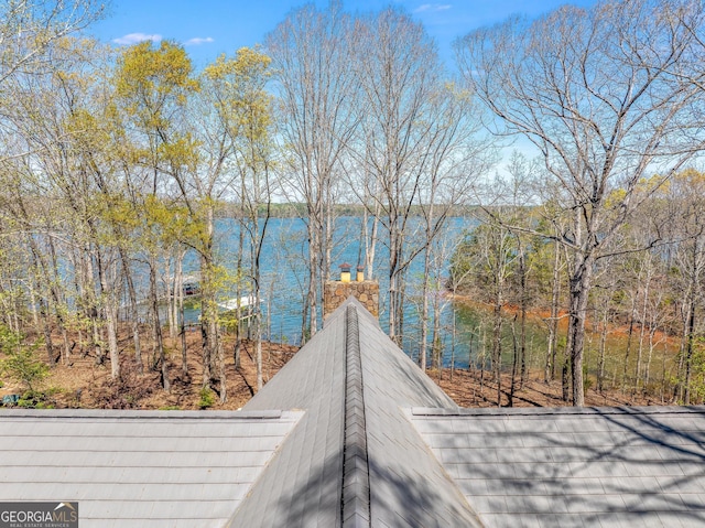 view of road with a water view