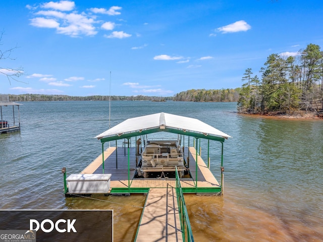 dock area featuring a water view