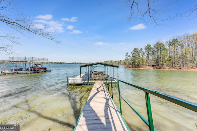 dock area featuring a water view