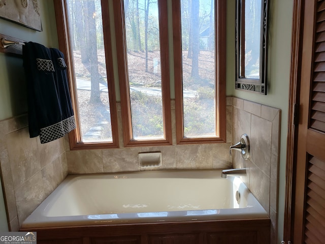 bathroom with a washtub