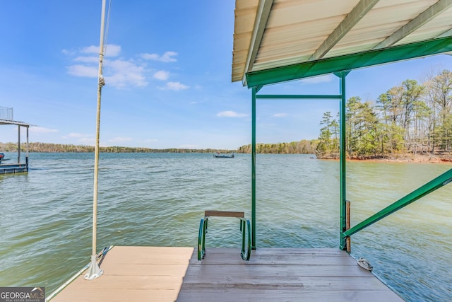 view of dock featuring a water view