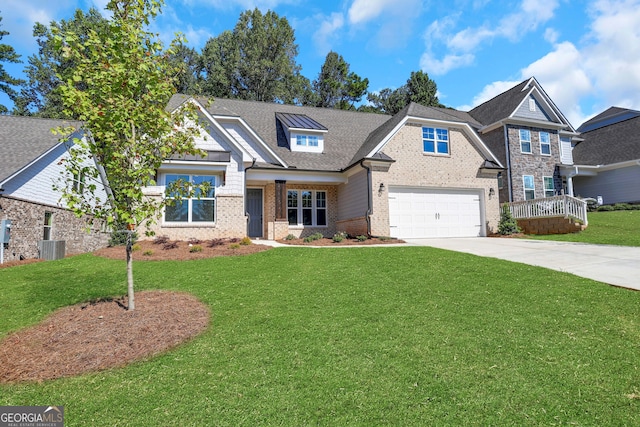 craftsman-style home with a front yard and a garage