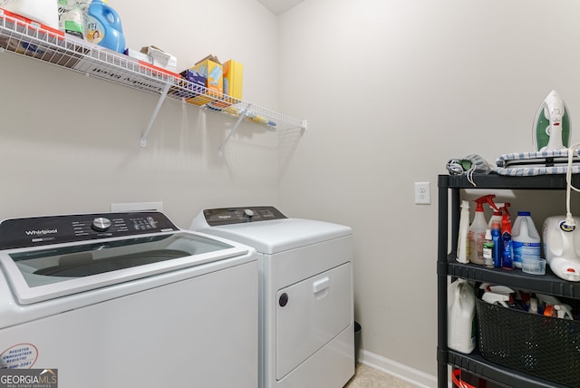 laundry room featuring washer and dryer