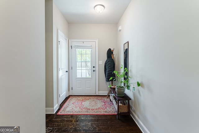 foyer entrance featuring dark hardwood / wood-style flooring