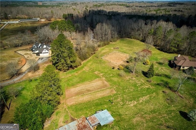 aerial view featuring a rural view