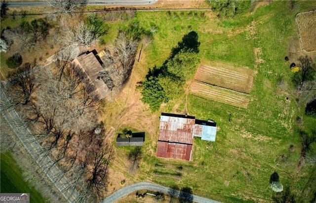 drone / aerial view featuring a rural view