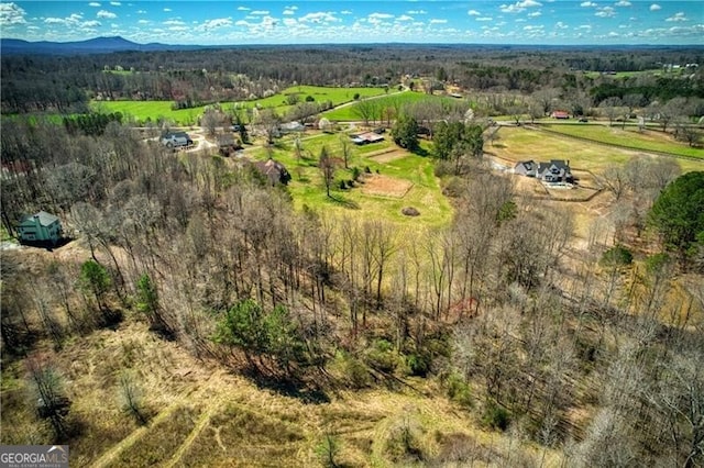 drone / aerial view featuring a mountain view