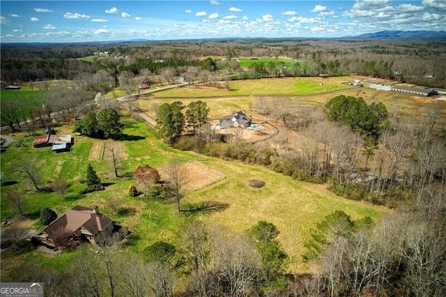 aerial view with a rural view