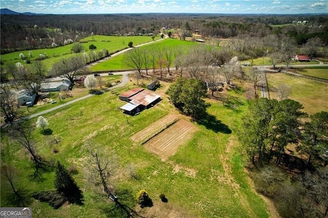 bird's eye view featuring a rural view