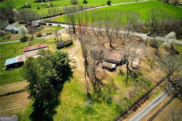 aerial view with a rural view