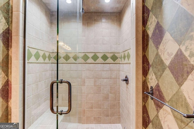 bathroom featuring walk in shower