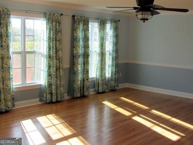 spare room featuring light hardwood / wood-style floors and ceiling fan