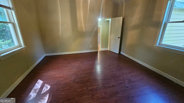 empty room featuring dark hardwood / wood-style floors