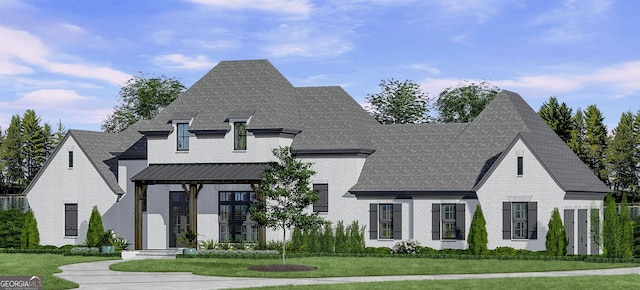 view of front of home featuring a front yard