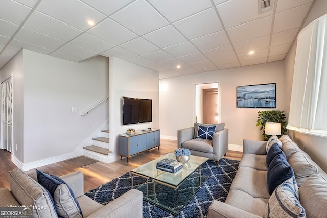 living room with wood-type flooring