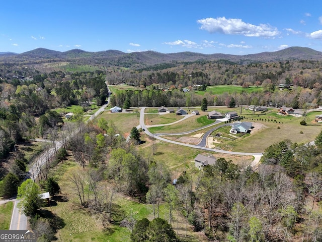 bird's eye view with a mountain view