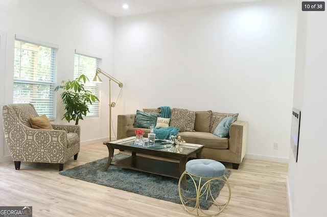 living area featuring light hardwood / wood-style flooring