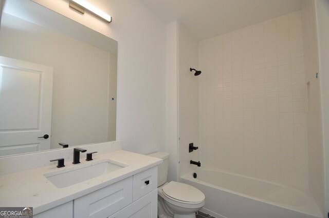 full bathroom featuring vanity, toilet, and bathing tub / shower combination