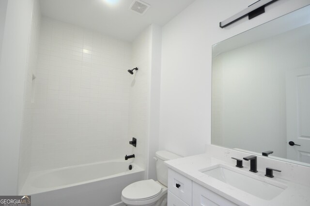 full bathroom with vanity, toilet, and tub / shower combination