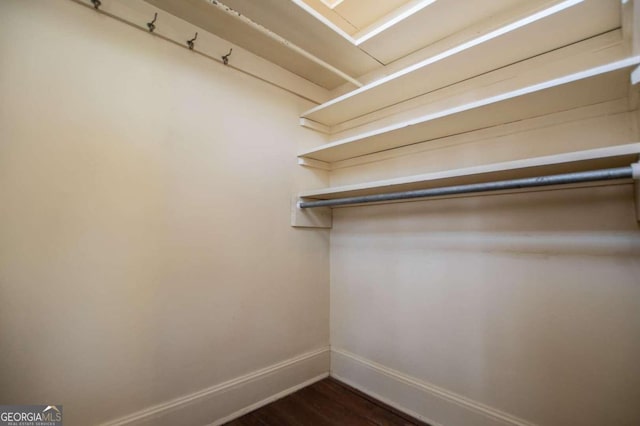 walk in closet featuring hardwood / wood-style floors