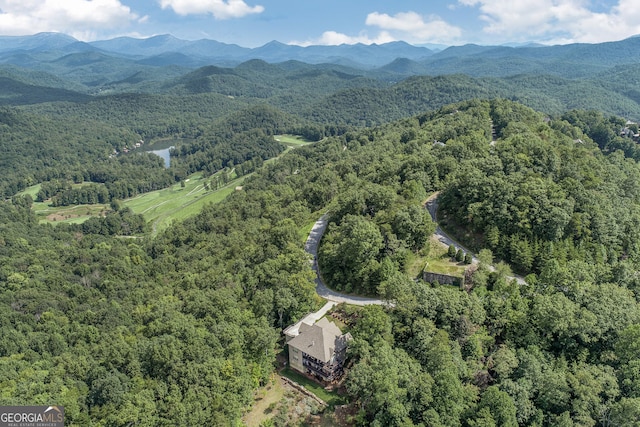 bird's eye view with a mountain view