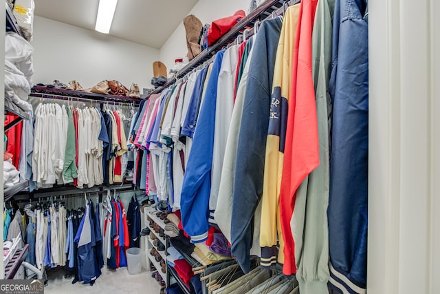 walk in closet featuring carpet