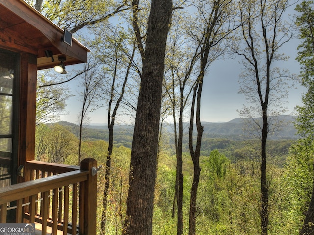 exterior space featuring a mountain view