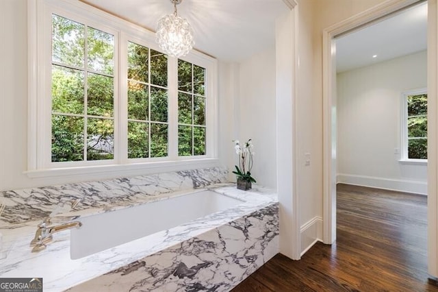 bathroom featuring a tub to relax in and plenty of natural light