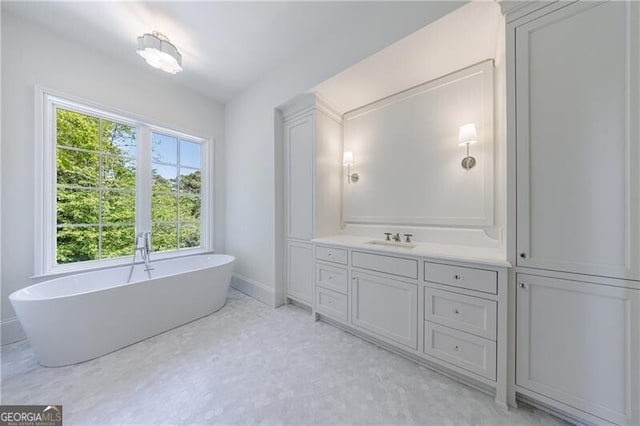 bathroom featuring vanity and a bathtub