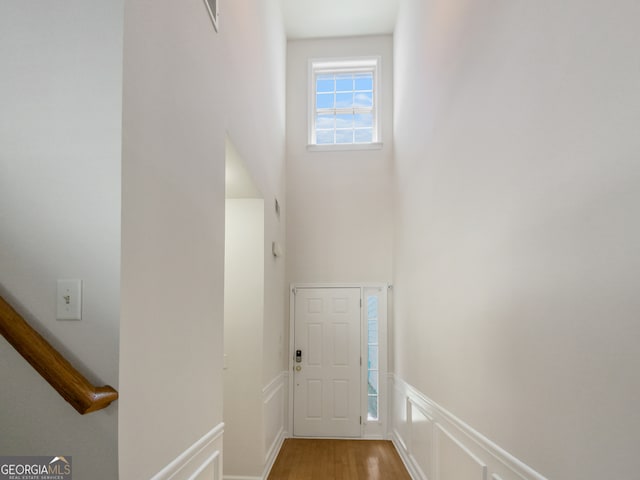 hallway featuring wood-type flooring