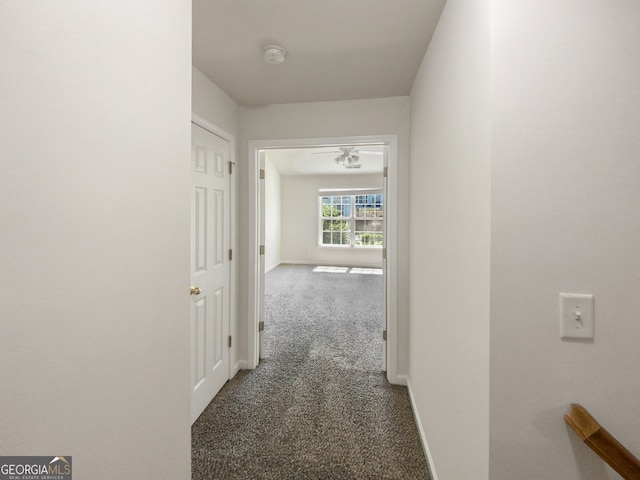 hallway featuring carpet flooring