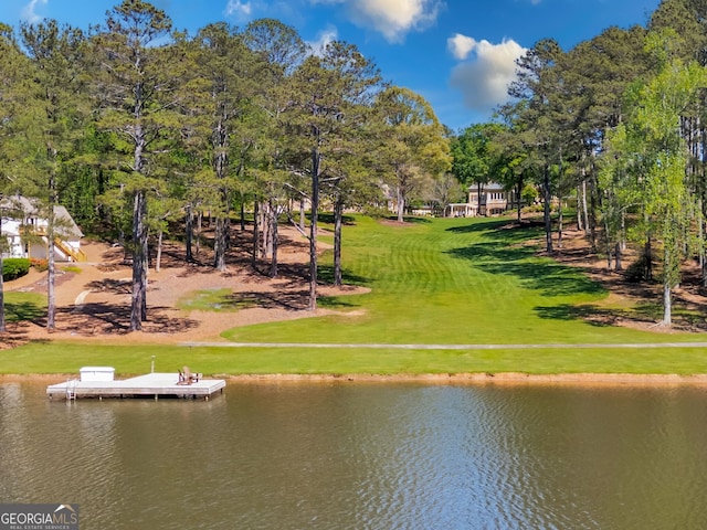 property view of water with a boat dock