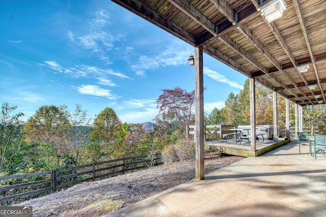 view of terrace with a deck