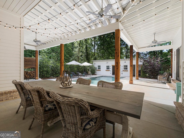 bedroom with ceiling fan, wood-type flooring, access to outside, and french doors