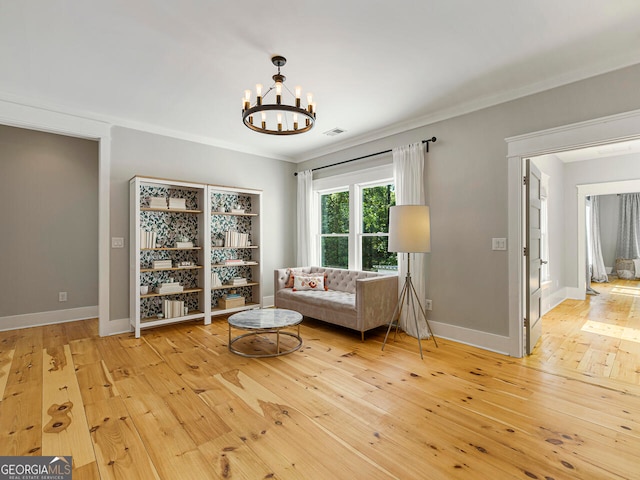 kitchen featuring decorative light fixtures, light wood-type flooring, butcher block counters, and french doors