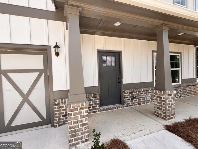 entrance to property with a garage