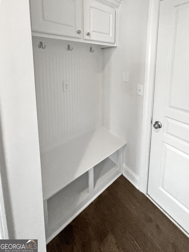 mudroom with hardwood / wood-style flooring