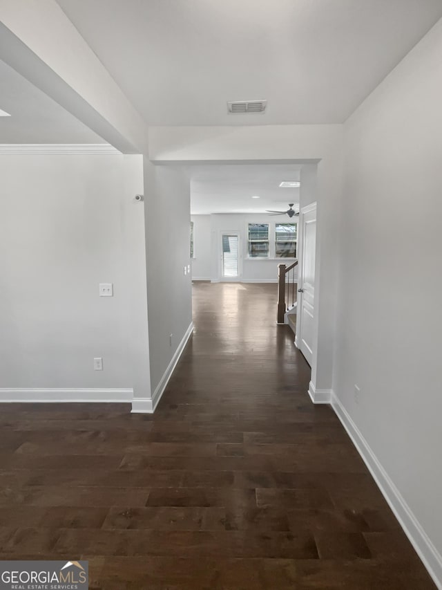 hall featuring dark hardwood / wood-style flooring