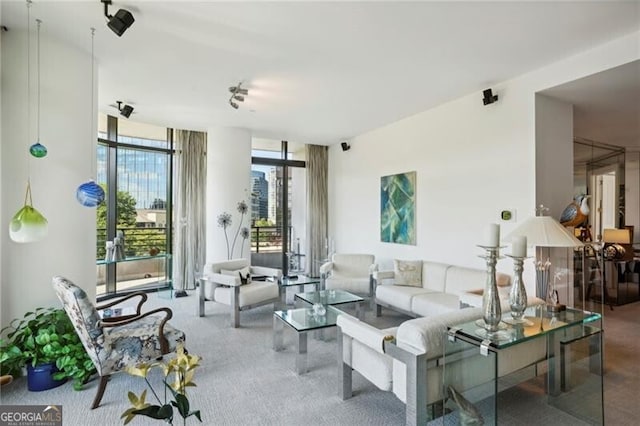 living room featuring expansive windows