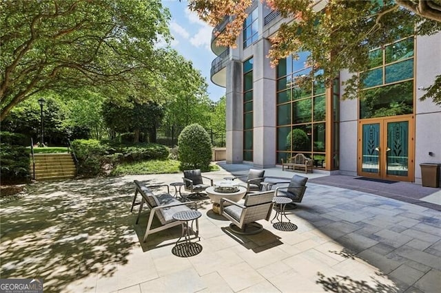 view of patio / terrace featuring french doors