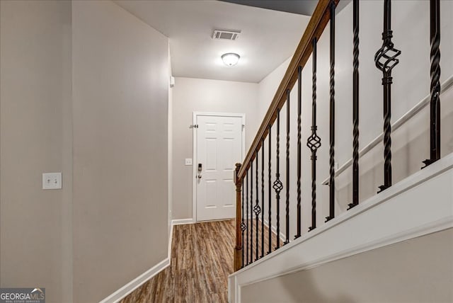 foyer featuring wood-type flooring