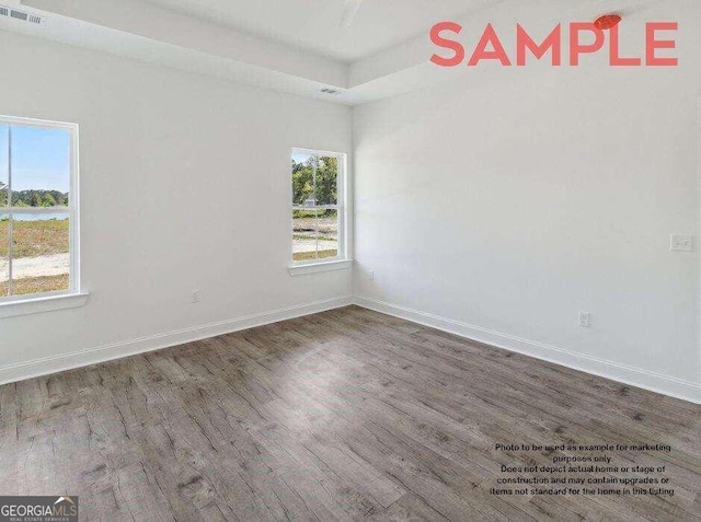 empty room featuring dark hardwood / wood-style floors