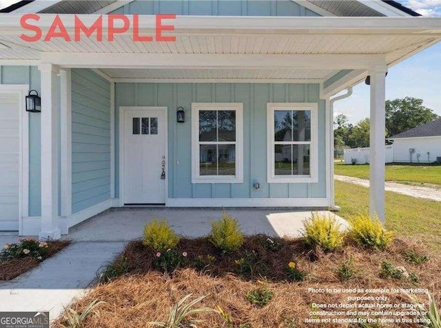 doorway to property with a porch