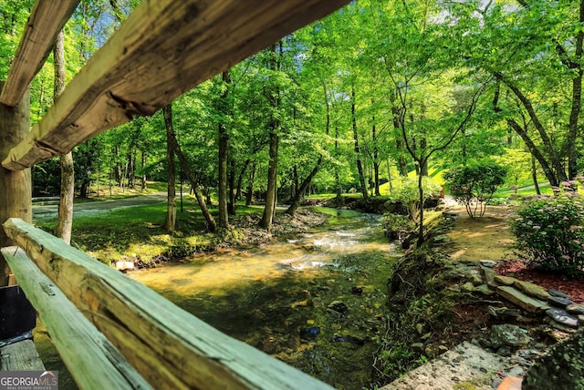 view of yard with a water view