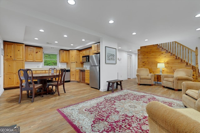 living room featuring light wood-type flooring