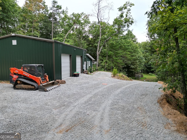 exterior space with a garage