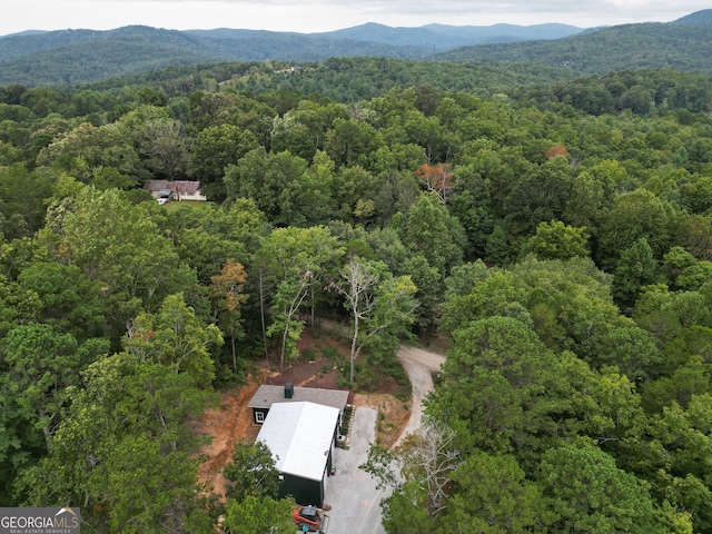 birds eye view of property with a mountain view