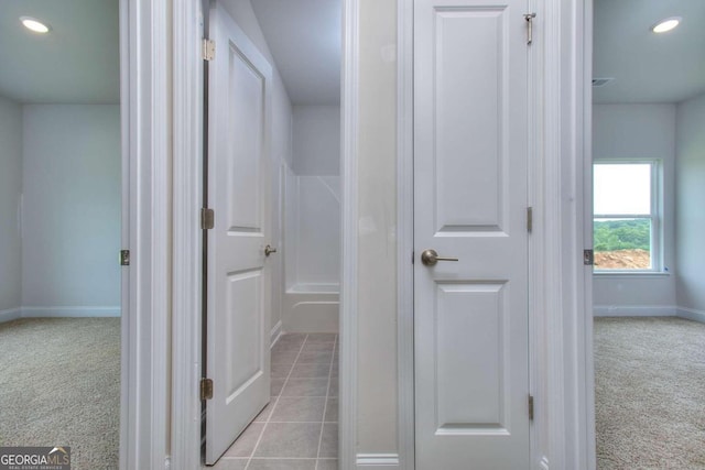 168 Chapman Ridge Rd, Macon, GA 31211 - hallway with carpet floors, baseboards, and recessed lighting