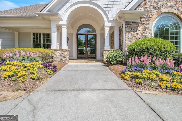 doorway to property with french doors