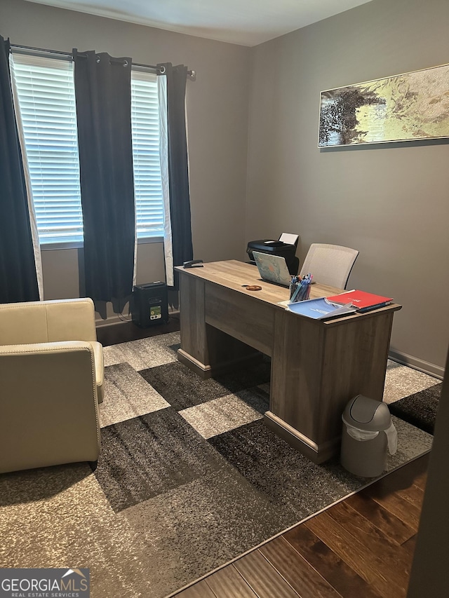 office featuring dark wood-type flooring